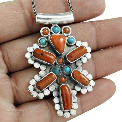 Radice Chakra Baguette Naturale Corallo Argento Sterling Massiccio Natale Boho - Immagine 1 di 4