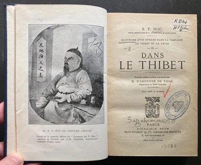 [French] Dans Le Thibet by R. P.  Huc 1926 HC Map VG [China, Tibet, Exploration] - Image 1 of 4