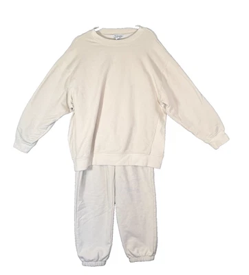 Athleta 卫衣女式大号棕褐色慢跑运动套装抓绒运动休闲 2 件套 — 第 1/4 张图片