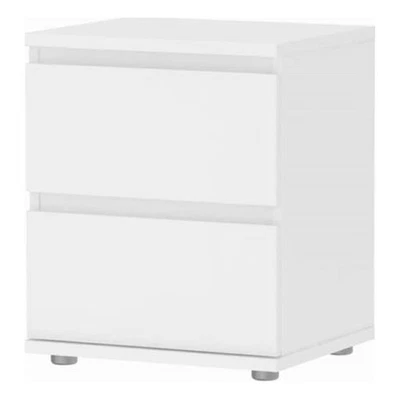 Mesita de noche para dormitorio con 2 cajones, blanca Foto 1 de 4