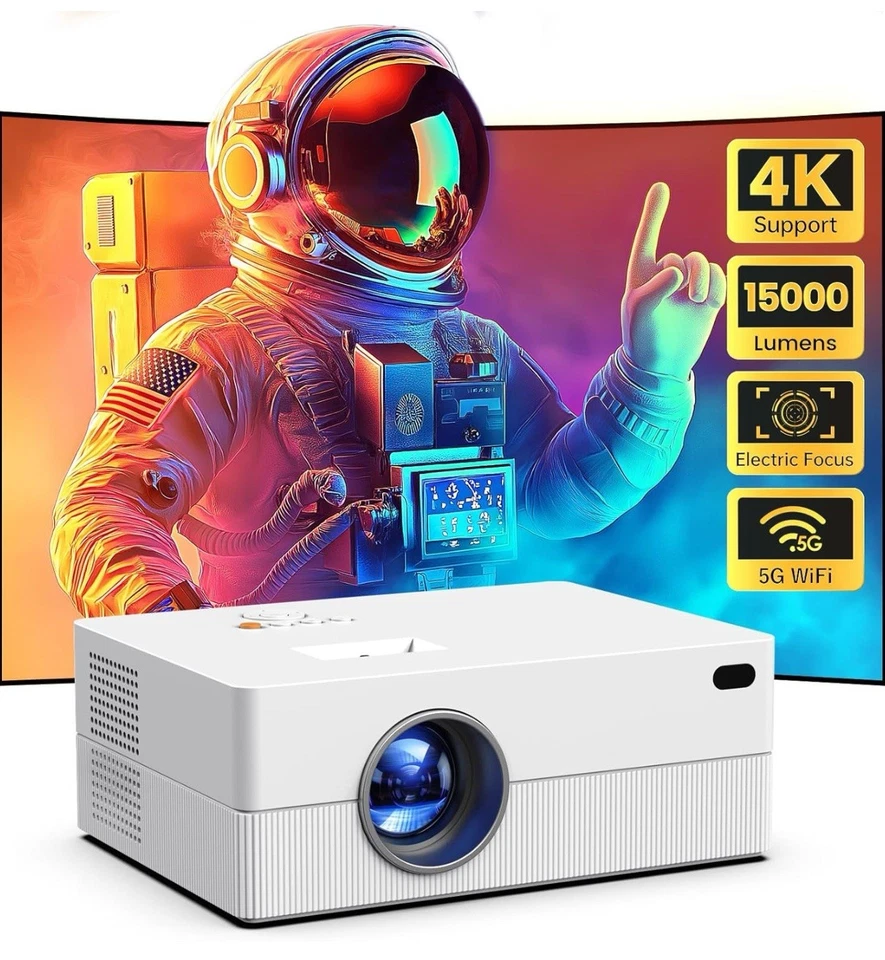Mini Projector with WiFi and Bluetooth, Native 1080P Portable Projector Supporte - Image 1 of 4