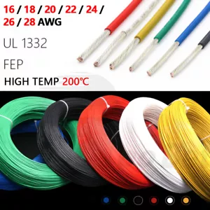 HIGH TEMP Flexible Cable 14/16/18/20/22/24/26/28 AWG FEP Electrical Wire UL1332 - Picture 1 of 11