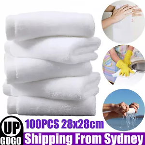 100 PCS White Cotton Towel Hand Hair Towels for Home Bathroom Hotel Barber Shop - Picture 1 of 12