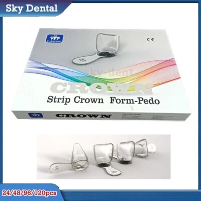 Coronas dentales anteriores para niños 24 piezas pediátricas tira de resina caduca corona forma pedo Foto 1 de 4