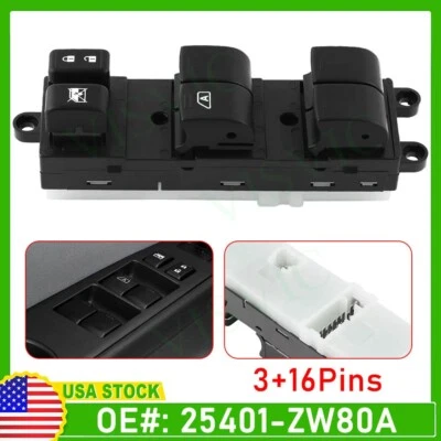 Interruptor de control de ventana eléctrica principal delantero izquierdo 4 puertas para Nissan Versa 10-2012 Foto 1 de 4