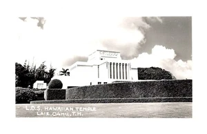 RPPC Latter Day Saints Hawaiian Temple, Laie Oahu T.H. (Pre 1959) Postcard - Picture 1 of 2