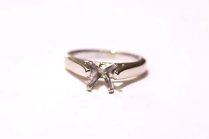 Anillo de compromiso semi montaje oro blanco 14k 3,8 g vintage patrimonio antiguo talla 5 - Imagen 1 de 8