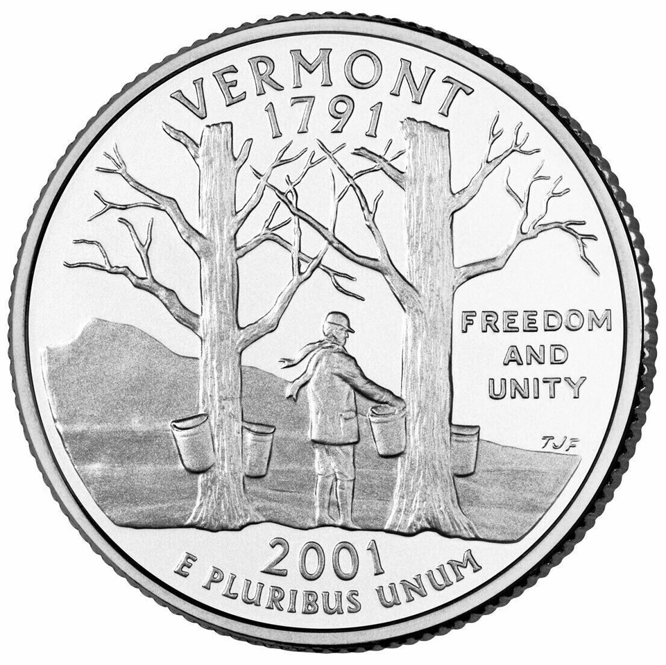 2001 D Vermont Quarter.  Uncirculated From US Mint roll. - Image 1 of 1