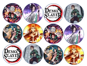 set of 12 Demon Slayer, Anime edible paper, cupcake cookie toppers decorations - Picture 1 of 5