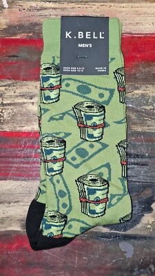 Nuevo con etiquetas K. Bell Money Dollar Roll Crew Calcetines Talla 10-13 Verde Foto 1 de 2