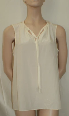 Tory Burch Sleeveless Jess Top Ivory Bow Blouse 100% Silk Sz 8 NEW - Image 1 of 4