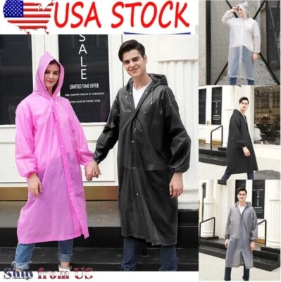 Unisex Adulto Impermeable Impermeable Impermeable Abrigo de Lluvia Chaqueta con Capucha Poncho Prendas para la Lluvia Camping Foto 1 de 4