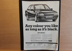 Original FORD ESCORT Mk4 SCHWARZ Zeitschriftenwerberahmen-fertig Wandkunst Flatpack - Bild 1 von 1