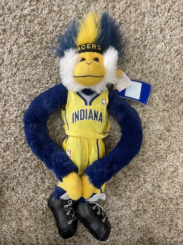 Official NBA Indiana Pacers Plush Fuzzy Head Blue Monkey Hugging Arms 18" W/Tags Cover
