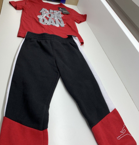 Air Jordan Boys 2Pc T-shirt and Jogger Set, Red/Black, Size 6-7 Years