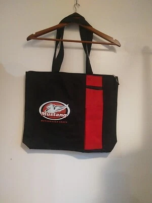 Tote Bag Mustang Motorcycle Seats 18" X 14"  Double OS Pouch One LG  Zip   Pouch - Image 1 of 4