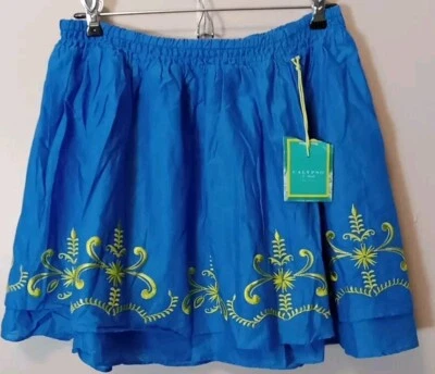 Calypso St Barth X Target Blue Green Embroidered Tiered Woven Skirt Size M - Image 1 of 4