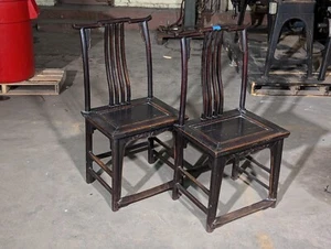 Antique Chinese Elm Wood Lantern Chair as pictured, dark wood finish - Picture 1 of 24