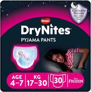 Huggies Drynites Mädchen Pyjamahose Alter 4-7 Frozen Designs 30 Hosen Nacht - Bild 1 von 6