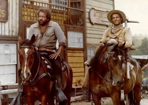QUADRO STAMPA SU TELA CANVAS bud spencer & terence hill trinita' a cavallo - Foto 1 di 8