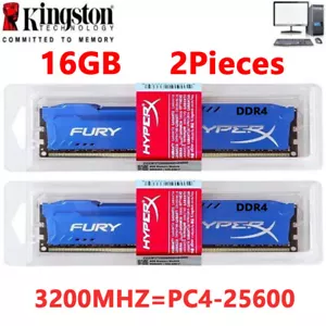 HyperX FURY DDR4 16GB 3200 PC4-25600 Desktop RAM Memory DIMM 288pin 1.2V 2X16GB - Picture 1 of 10
