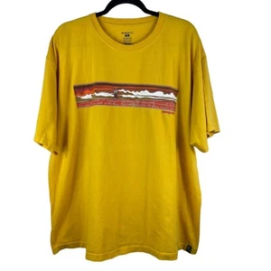 Patagonia Vtg Beneficial T Men XL Yellow Surf Ocean Graphic Logo Organic Cotton - Picture 1 of 14