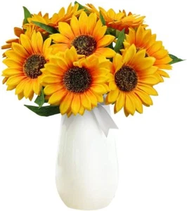 Olrla Artificial Sunflowers with Stems,10pcs Faux Silk Sunflower Bulk for - Picture 1 of 7