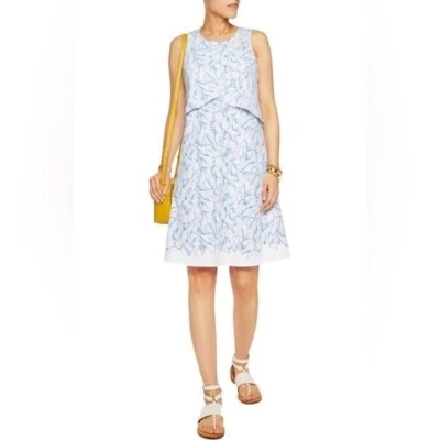 Tory Burch | Vestido de algodón para mujer fluido costero Kaley Pima talla grande azul blanco Foto 1 de 4