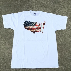 Jerzees America USA White T Shirt Mens Size XLT United States Flag Stars Stripes - Picture 1 of 10