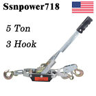 5 Ton Heavy Duty 3 Hook Steel Cable Dual Gear Power Ratchet Come Along Puller