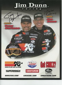 JIM DUNN HAND SIGNED HERO CARD         8x10" DRAG RACING PHOTO 