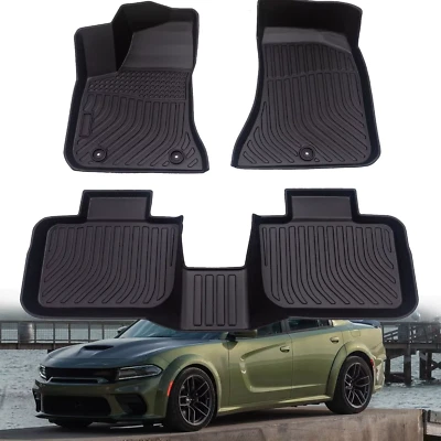 Floor Mats Liners for 2011-2023 Dodge Charger/Chrysler 300 RWD TPE All Weather - Image 1 of 4