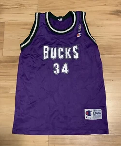 Vintage Champion Milwaukee Bucks Ray Allen Jersey Youth Large (14-16) Purple - Picture 1 of 5