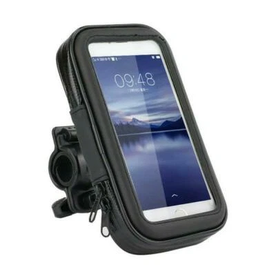 Funda de teléfono impermeable negra universal para motocicleta con soporte de montaje en manillar Foto 1 de 4