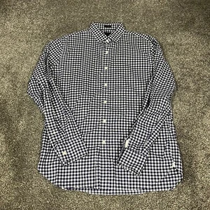 J. Crew Men's Adult Sz L Button Shirt Long Sleeve Blue 120s Ply Check Ludlow - Picture 1 of 10