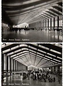 lz 095 Anni 50 ROMA Stazione Termini - Biglietteria - 2 cartoline VG- Fotocelere - Foto 1 di 1
