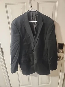 Axcess Herren Größe 46 L Schwarz Nadelstreifen Wolle Anzug Sakko Blazer Zwei Knopf Kerbe  - Bild 1 von 12
