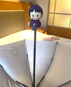 DOLL UMBRELLA Purple Lavender Folding Hard Case Geisha Girl Japan Anime Cartoon - Picture 1 of 18