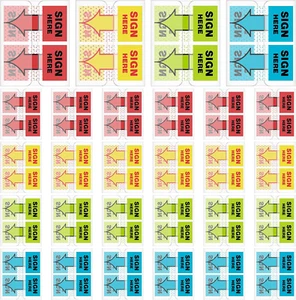 25 Pack Sign Here Tabs Sign Here Post Stickers Sticky Notarize Initial Date Tabs - Picture 1 of 12