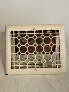 Antiguo registro de metal ventilación/rejilla estilo panal victoriano ornamentado - Imagen 1 de 7