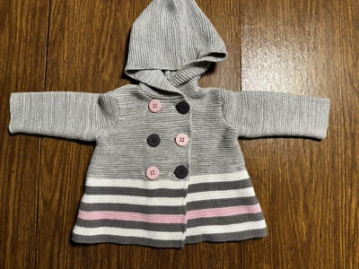 PRIMERAS IMPRESIONES JUGAR NIÑAS GRIS ROSA BLANCO SUÉTER TALLA 12-17LBS 3-6M ADORABLE Foto 1 de 4