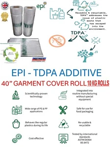 40" TROPFEN 10 KG ÖKOLOGISCH BIOLOGISCH ABBAUBARE POLYETHYLEN KLEIDUNGSBEZÜGE ROLLE - CA. 290 BEUTEL - Bild 1 von 8