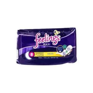 Feelings Maxi Overnight Pads with Wings 8 Count - Picture 1 of 2