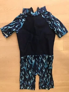 Children Kids Boys One Piece Swimsuit Overall Size 6 Navy Blue Short Sleeve - Picture 1 of 6