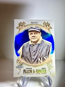 2021 Topps Allen & Ginter CHROME Babe Ruth Blue Refractor /150 SP Color Match 🎨 - Picture 1 of 2