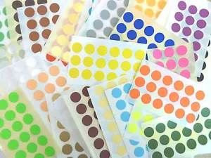 13mm Round dot Stickers Coloured Circles Small Circular Sticky Labels 33 colours - Picture 1 of 34