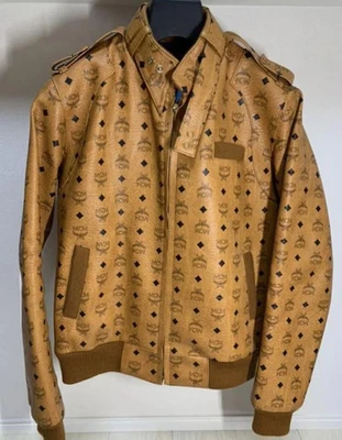 Chaqueta Bomber Vintage MCM Coñac Visetos Cuero | Diseñador Monograma Streetwear Foto 1 de 4