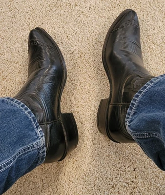 Botas Dan Post Para Hombre Cuero Negro Punta Lagarto Puntera 11.5 D Vaquero 14.5" Alto IBM Foto 1 de 4