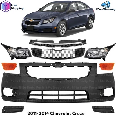 Front Bumper Cover Fascia & Grille Assembly Kit For 2011-2014 Chevrolet Cruze Foto 1 de 4