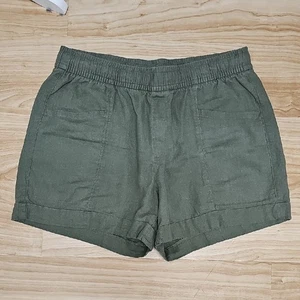 Old Navy Womens Linen Blend Olive Green Pull On 4 Pocket Cargo Shorts Size M - Picture 1 of 7